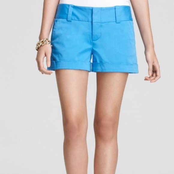 Alice + Olivia Cady Cuffed Shorts Size 4 Umbrella Blue Chino Short 30 x 3 - Picture 8 of 9